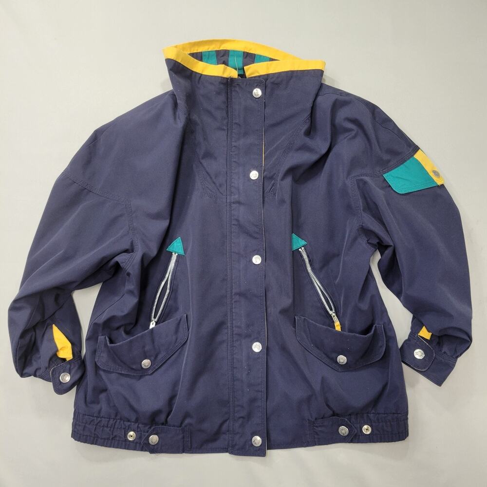 Mulberry Street Womens M Vintage Windbreaker Jacket Navy Warm Rain Made Russia